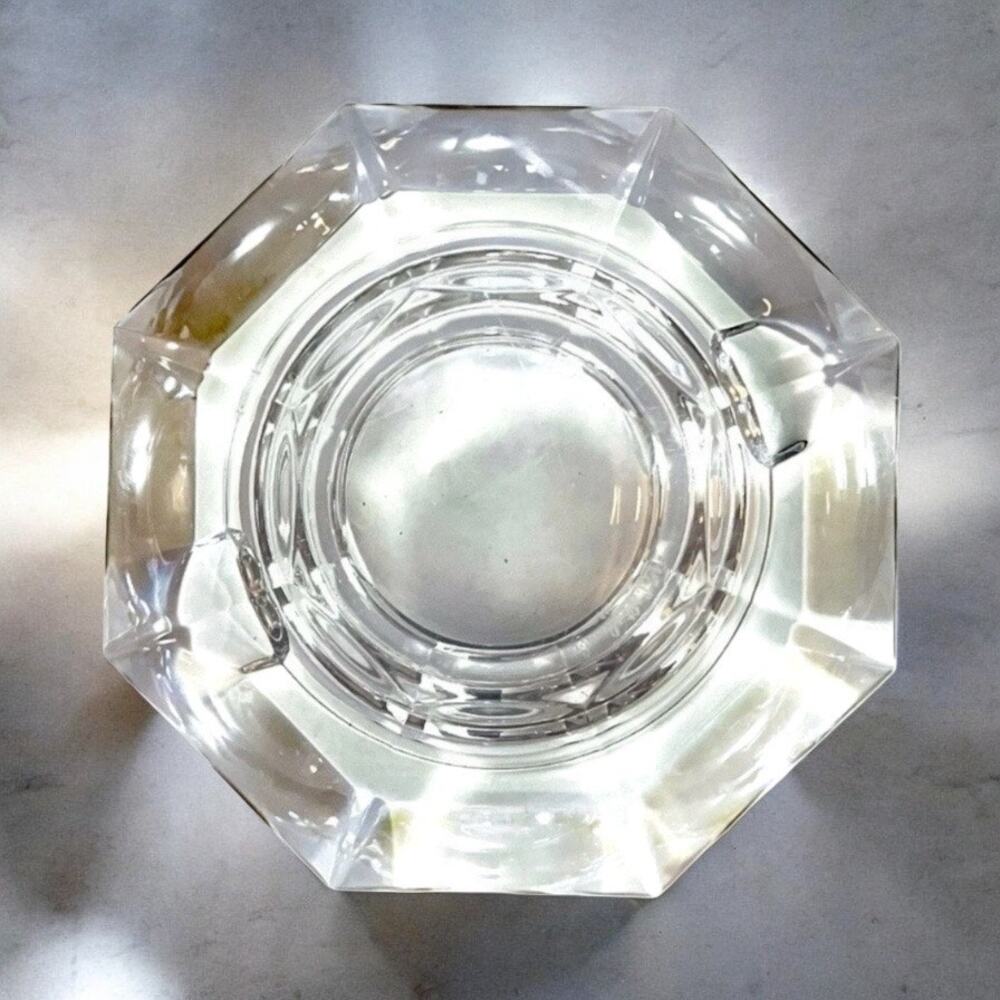 Vintage MCM Val St Lambert Crystal Amadis Octagon Faceted Ashtray 4 3/4 *READ